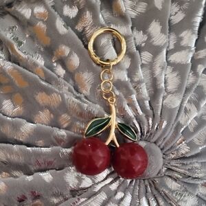 NWOT Cherry Keychain with Gold Accents